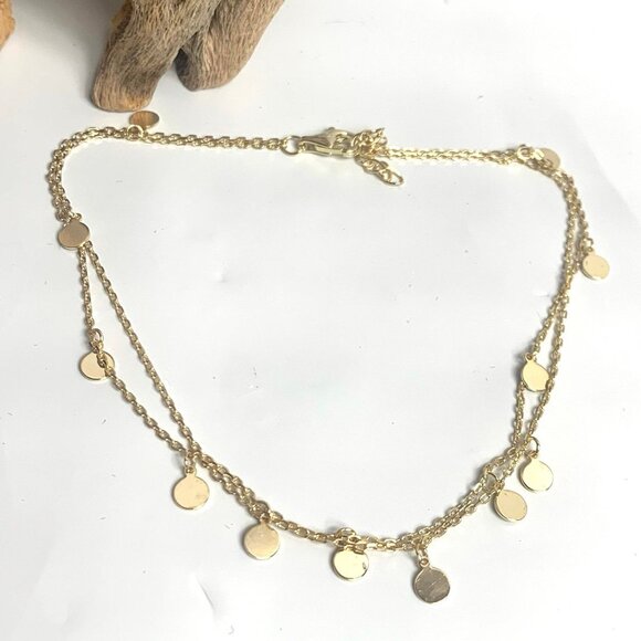 Gold Plated 925 Silver Marked CN 2-Strand Ankle Bracelet - Picture 5 of 6